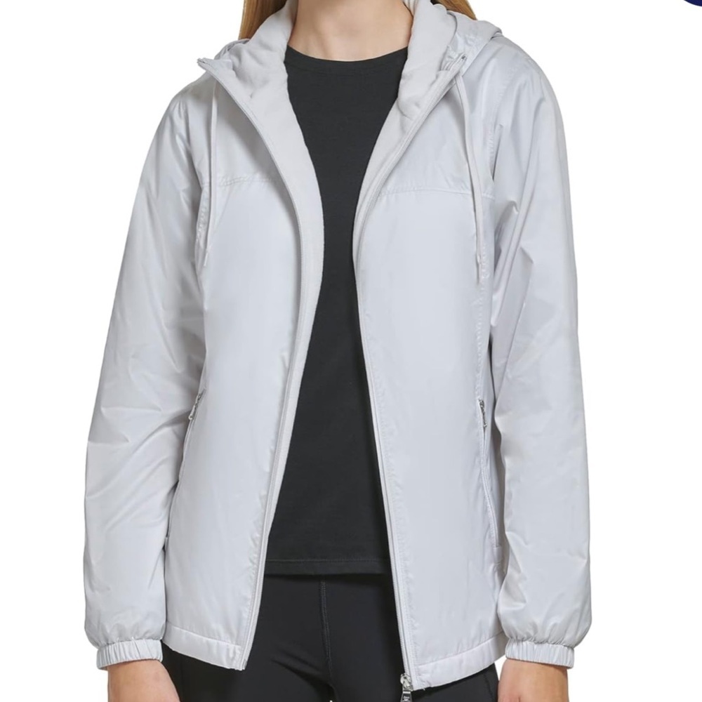 🟣 LIKE NEW! Calvin Klein Womens Zip Front Light Green Windbreaker size Large - Picture 2 of 8